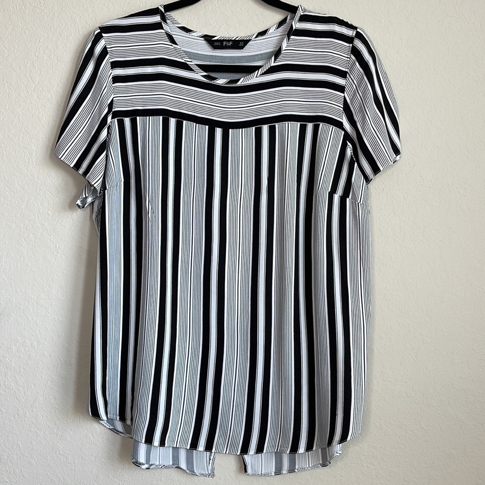 F&F black and white striped open back top. Size 12